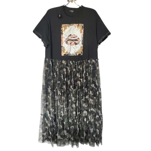 For Her NYC One Piece Sheer Camouflage Dress Size XL - Picture 2 of 13